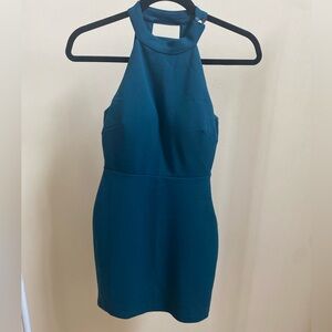 Speechless women's high-neck mini dress teal padded Sz 3